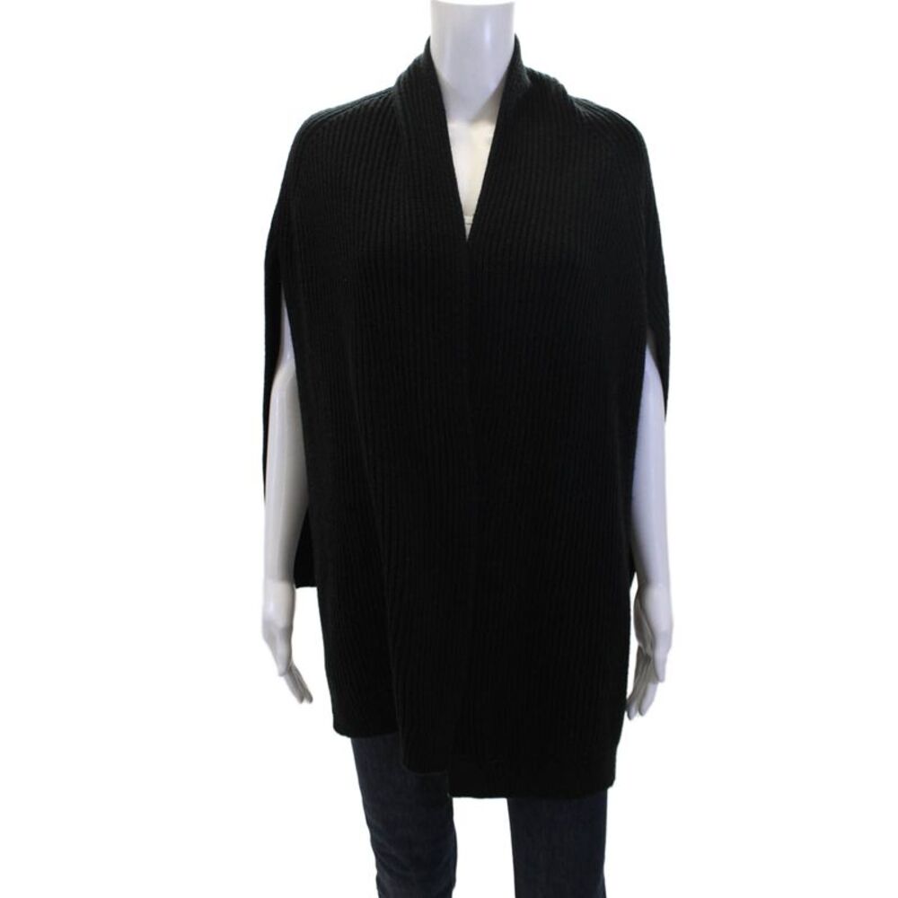 Akemi Kin Womens Textured Long Sleeve Open Front Knit Sweater Black Size M